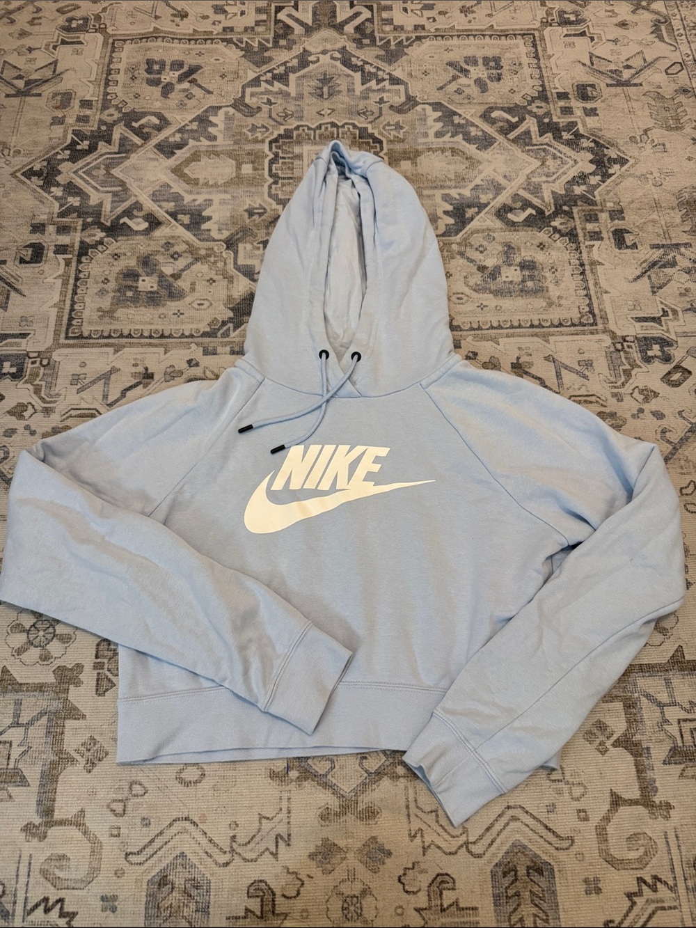 Nike Sportswear Women’s Size S Light Blue Fleece Pullover Hoodie Swoosh